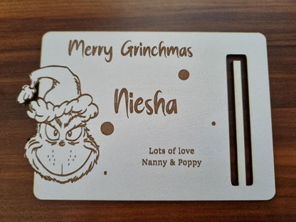 Christmas Personalised Gift/Money MDF Card