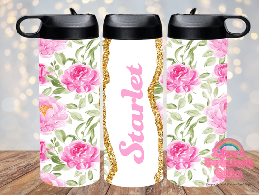 Pink Peony Personalised 20oz Insulated Drink Bottle