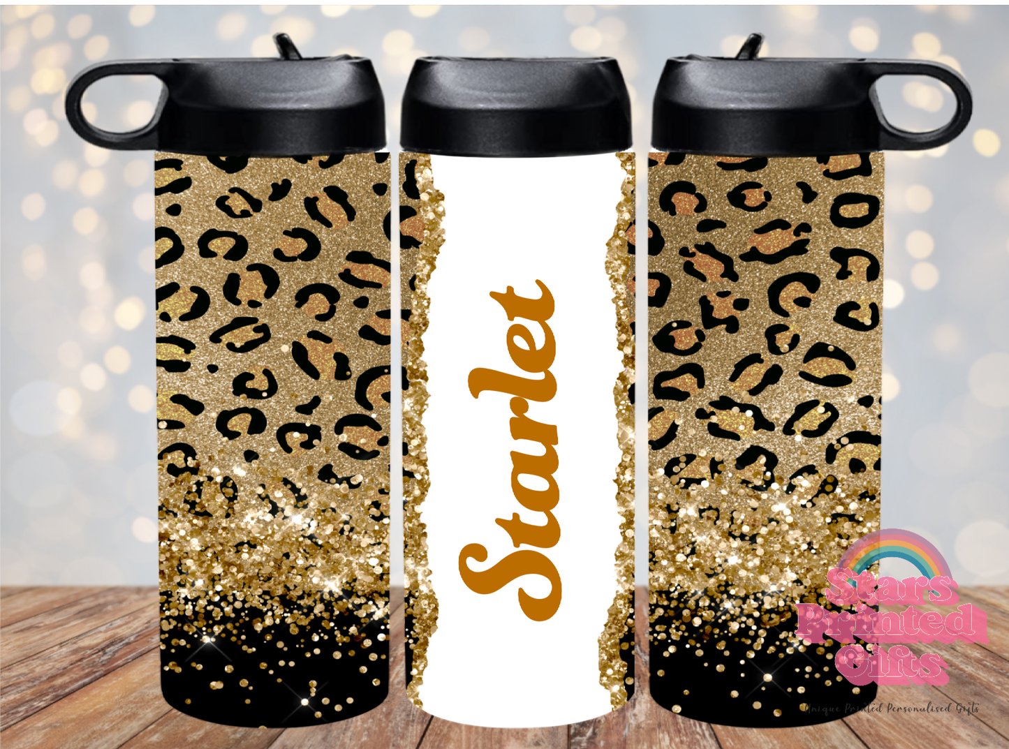 Gold Leopard Personalised 20oz Insulated Drink Bottle