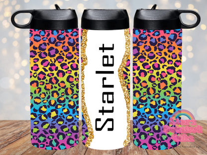 Rainbow Leopard Personalised 20oz Insulated Drink Bottle