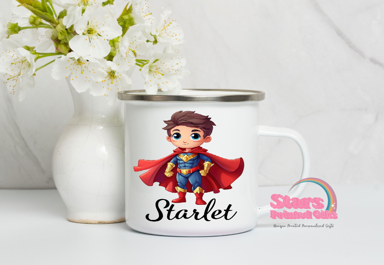 Superhero Personalised Enamel Mug