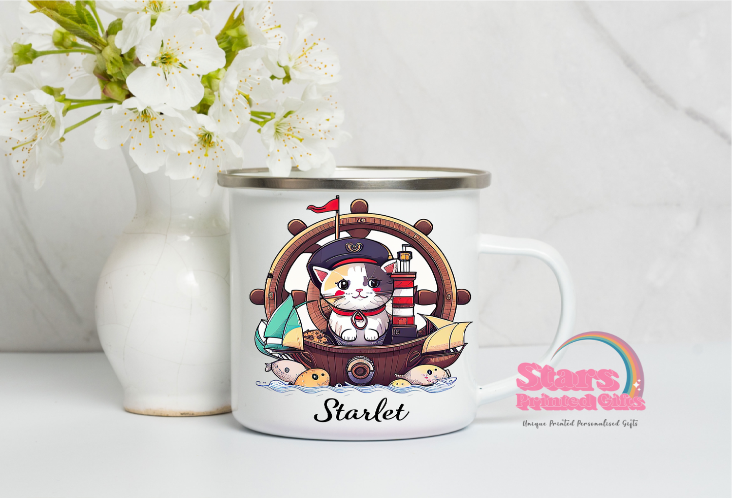 Captain Cat Sailor Enamel Mug