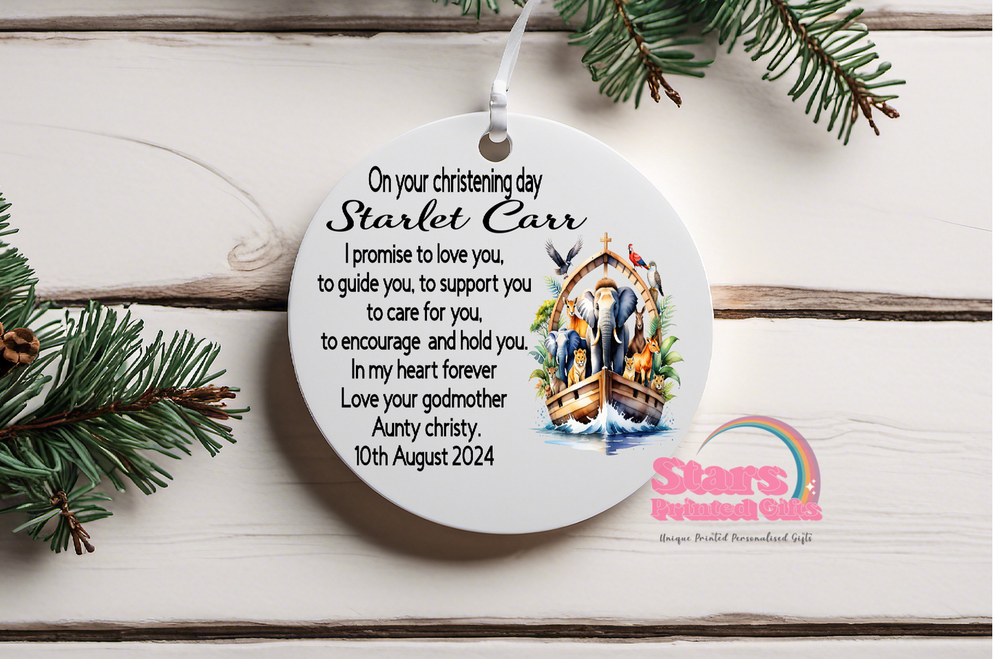 Noah's Ark Personalised Ceramic Ornament