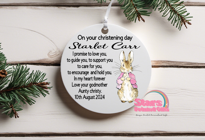 Peter Rabbit Christening Ceramic Ornament