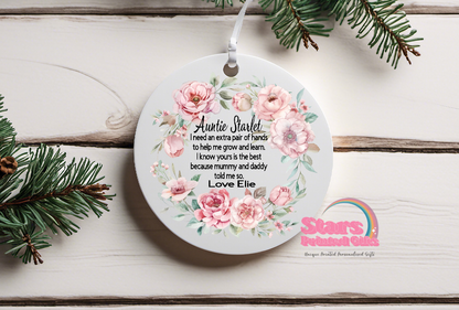 Pink Rose Godparent Ceramic Ornament