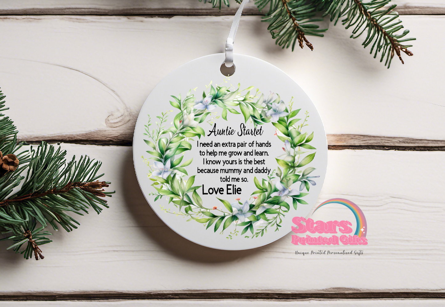 Leafy Godmother/Godparents Ceramic Ornament