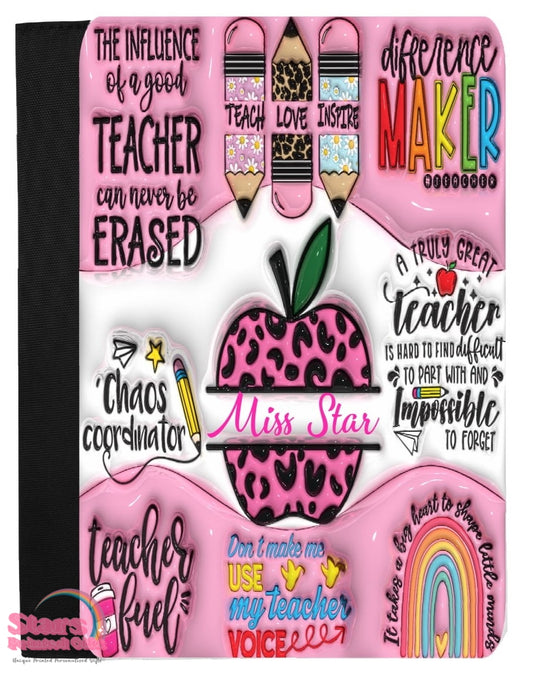 Custom Teacher Personalised Canvas A5 Reuseable Notebook Holder