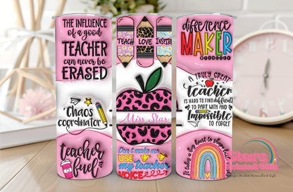 Pink Quote Teacher 20oz Tumbler