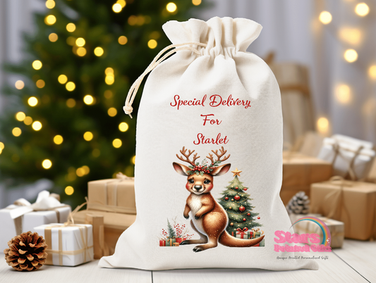 Christmas Kangaroo Santa Sack/ Christmas Gift Bag