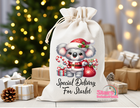 Koala Bear Personalised Christmas Santa Sack/ Christmas Gift Bag