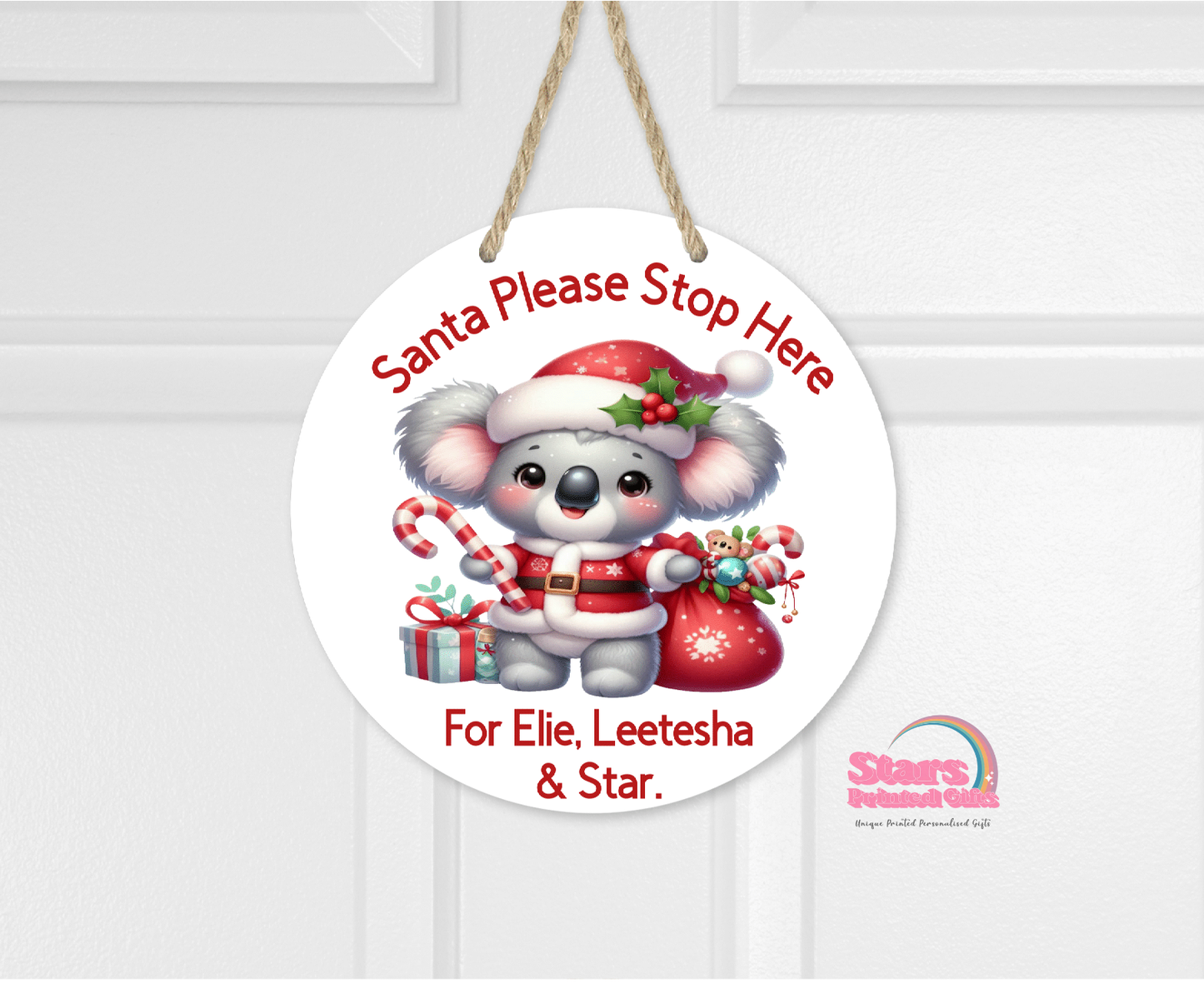 Christmas Koala Personalised Mdf Wall Hanger