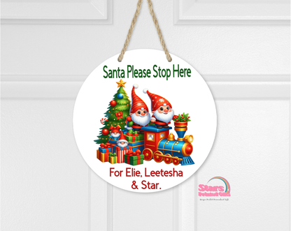 Christmas Elf Train Personalised Mdf Sign