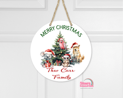 Aussie Christmas Animals Mdf wall Personalised Sign