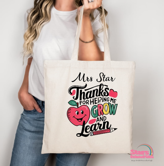 Custom Personalised Teacher Tote Bag