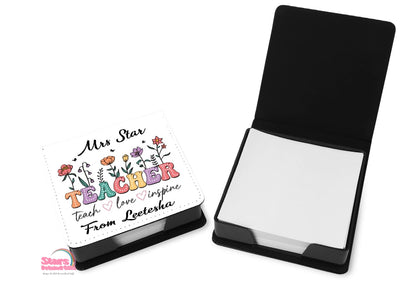 Custom Teacher Personalised Notepad Reuseable Sticky Note Holder