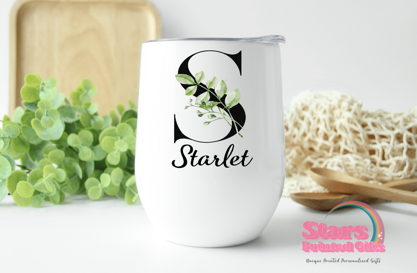 Green Leaves Personalised Wine/Coffee Insulated Tumbler