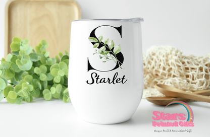 Green Leaves Personalised Wine/Coffee Insulated Tumbler