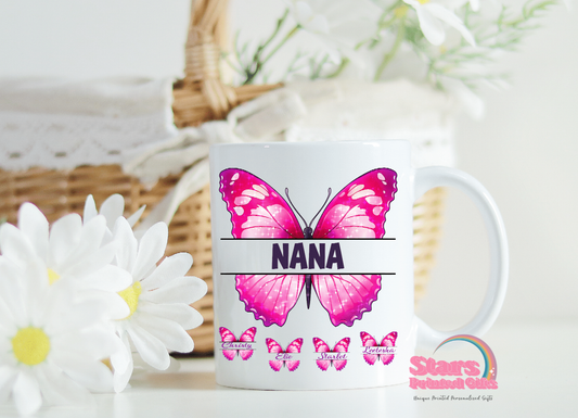 Custom Pink Butterfly Monogram Personalised 11/15oz Ceramic Mug