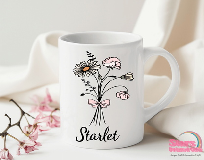 Birth Flower Personalised 11/15oz Ceramic Mug