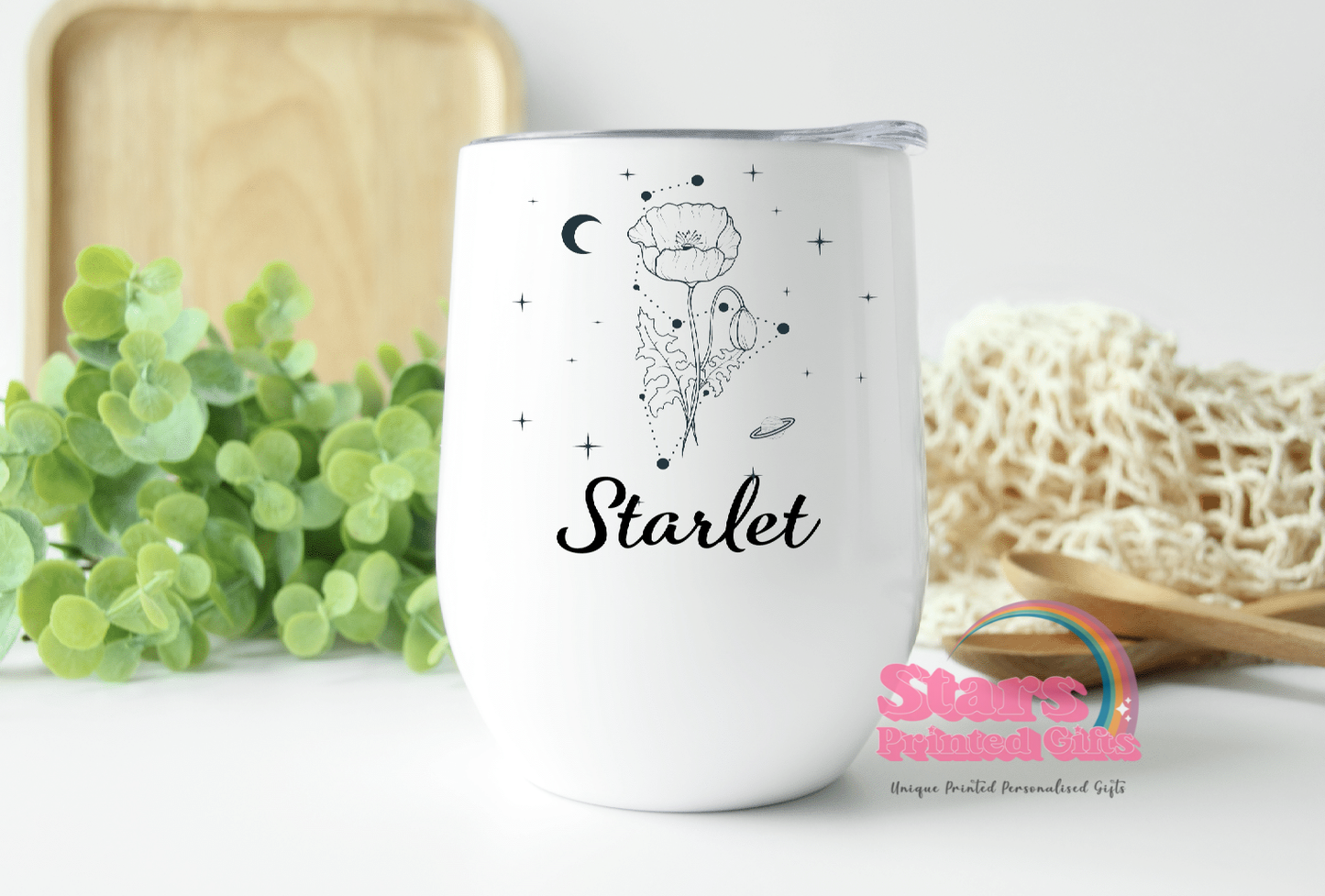 Celestial Birth Month Flower Personalised Insulated Wine/Coffee Tumbler