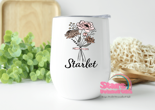 Birth Month Flower Wine/Coffee Insulated Tumbler