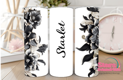 Black Floral Personalised Insulated Tumbler