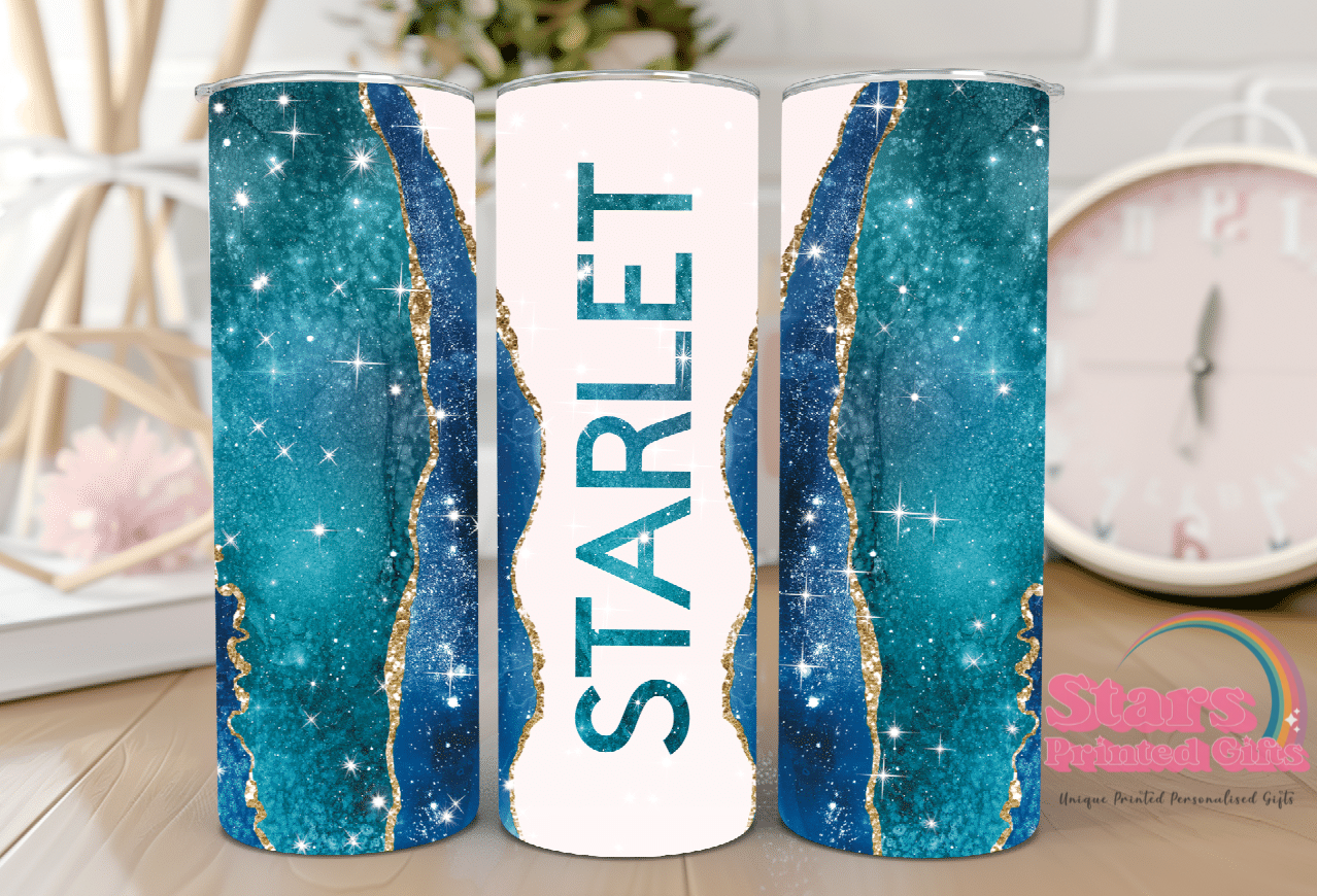 Blue Night Sky Marble Personalised Insulated Tumbler