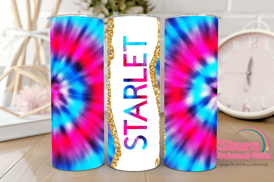 Blue-red Tye Dye Personalised Insulated Tumbler