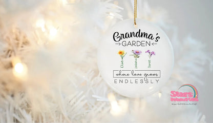 Grandma Garden Custom Name Personalised Ceramic Printed Ornament