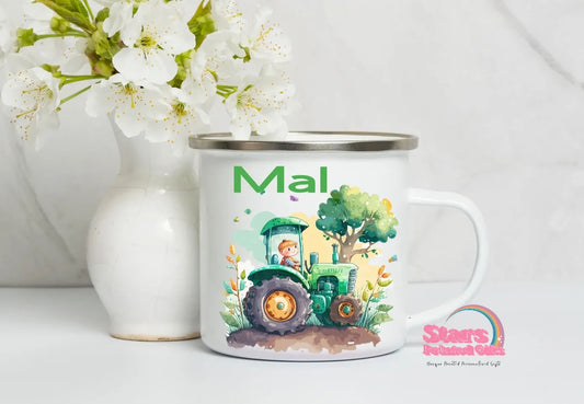 Tractor Personalised Printed Enamel Mug