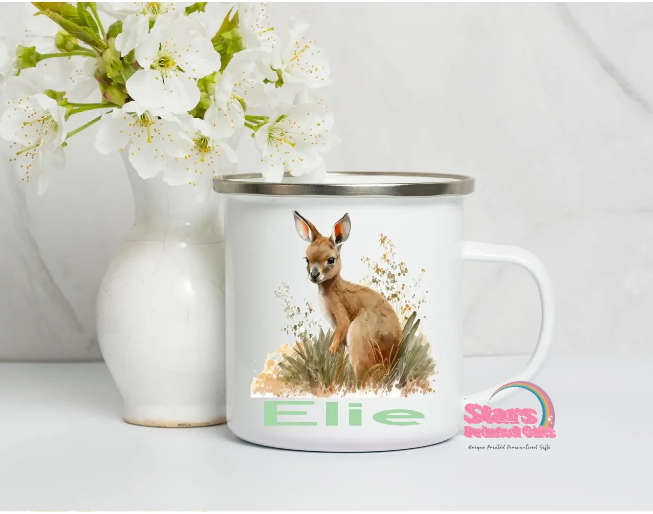 Kangaroo Personalised Printed Enamel Mug