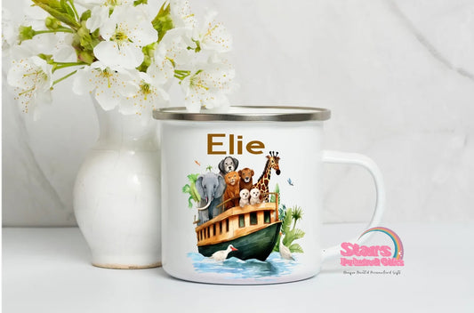 African Animals Boat Personalised Printed Enamel Mug