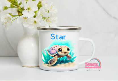 Turtle Ocean Personalised Printed Enamel Mug