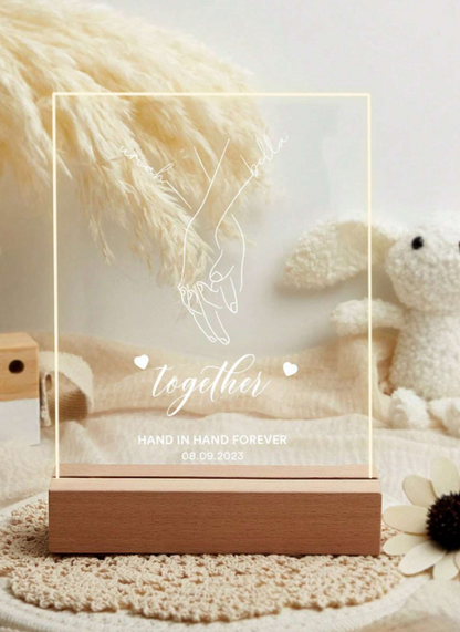 Custom Couple Night Light, Hand In Hand Personalised Gift