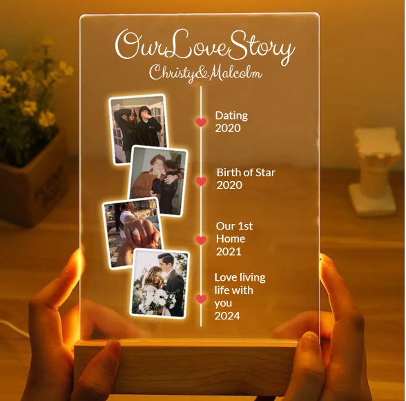 Our Love Story Custom Date, Time, Event  Night Light