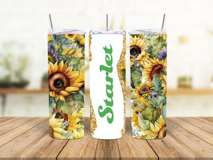 Vintage Sunflower Personalised 20oz Insulated Tumbler