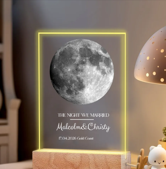 Couple Moon  Personalised Custom Printed Acrylic Night Light