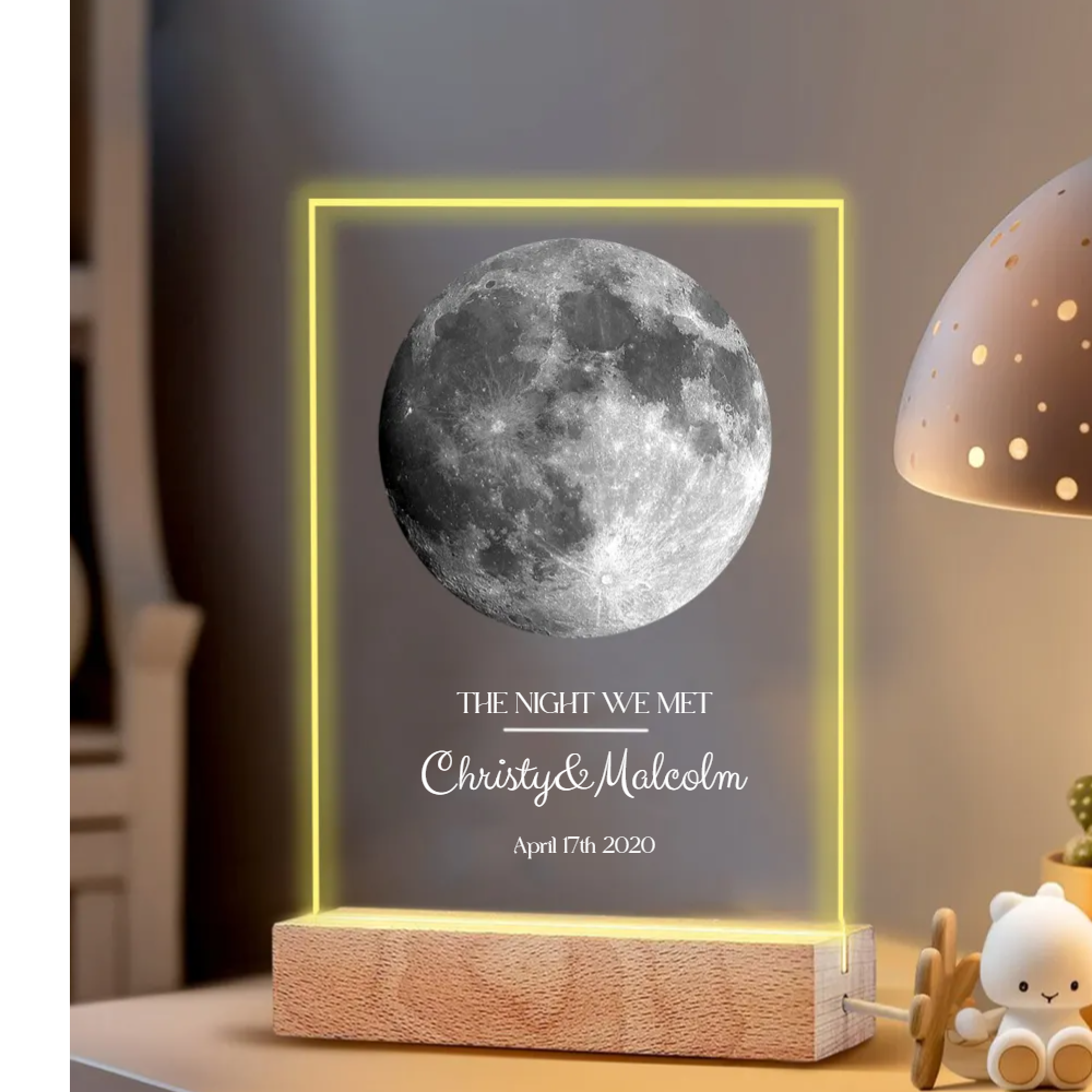 Couple Moon  Personalised Custom Printed Acrylic Night Light