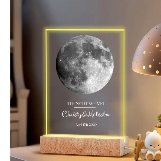 Couple Moon  Personalised Custom Printed Acrylic Night Light