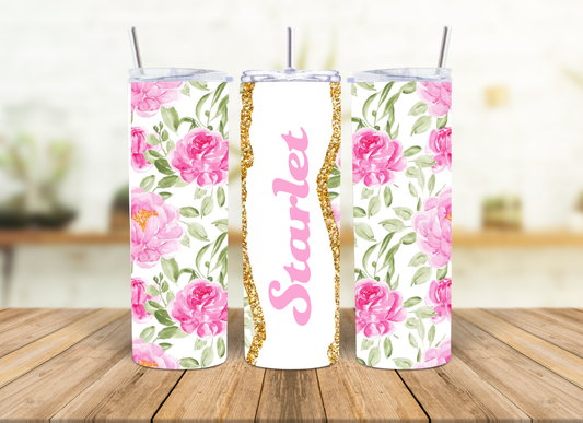 Pink Peony Personalised 20oz Insulated Tumbler