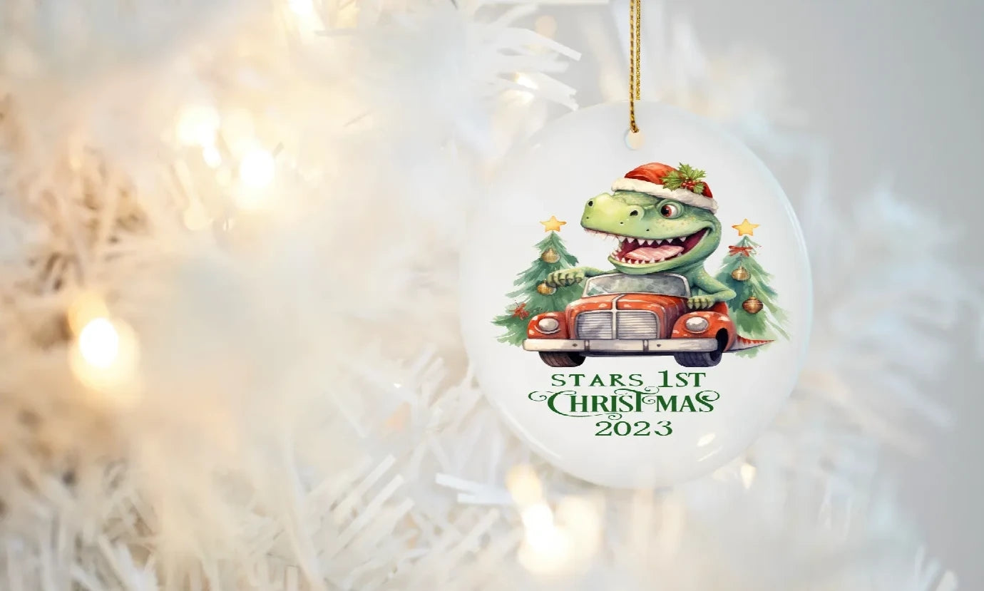 Dinosaur Christmas Ceramic Christmas Ornament