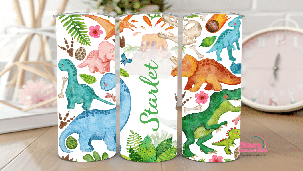 Kids Personalised Insulated Tumbler -Green Dino