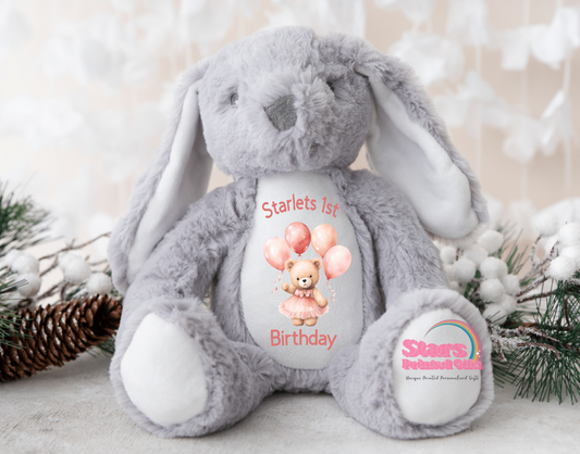 Pink Birthday   Personalised plush Bear