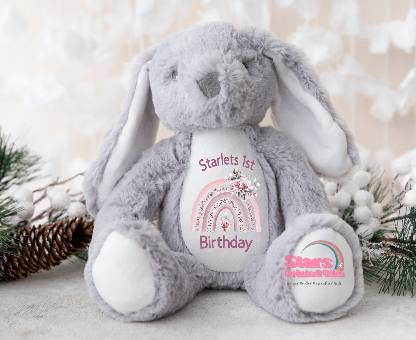 Floral Rainbow Birthday Personalised Bear