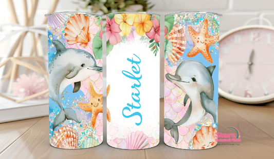 Kids Personalised Insulated Tumbler-Dolphin